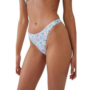 Cotton On Women Refined High Side Bikini Bottoms Floral Fraise Size L